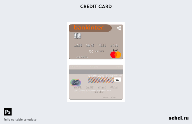 цифровая загрузка шаблона карты Mastercard Bankinter Испании